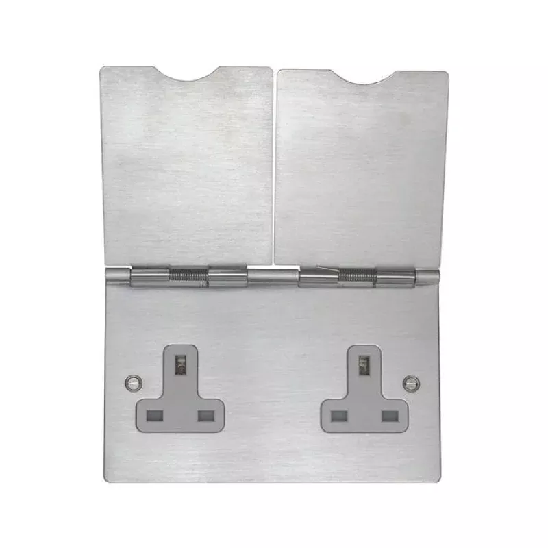 Utility 2 Gang Floor Socket - Grey