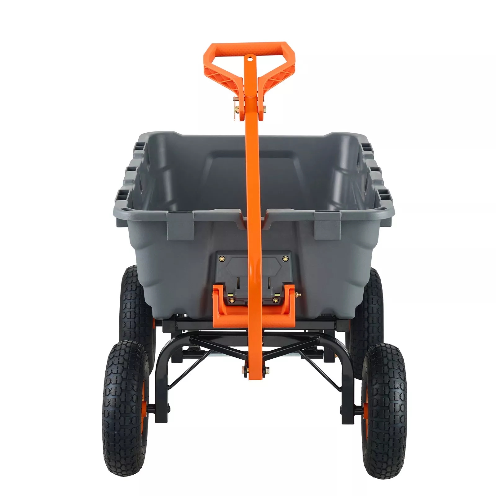 Utility Garden Cart with Poly Dump Bed Steel Structure and Dual Function Handle-Grey