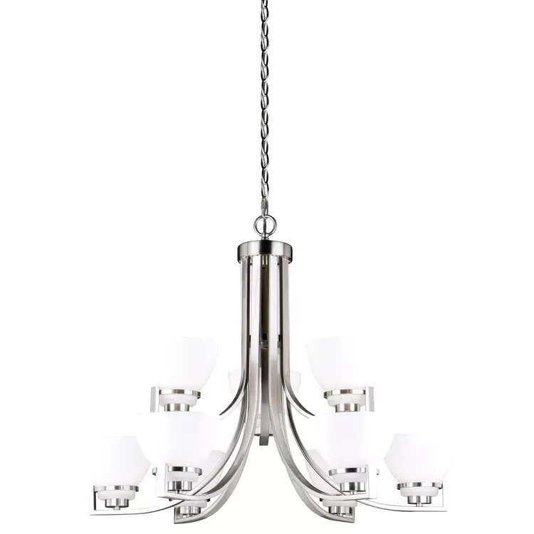 Vaxcel 9-Light Satin Nickel Chandelier Metropolis