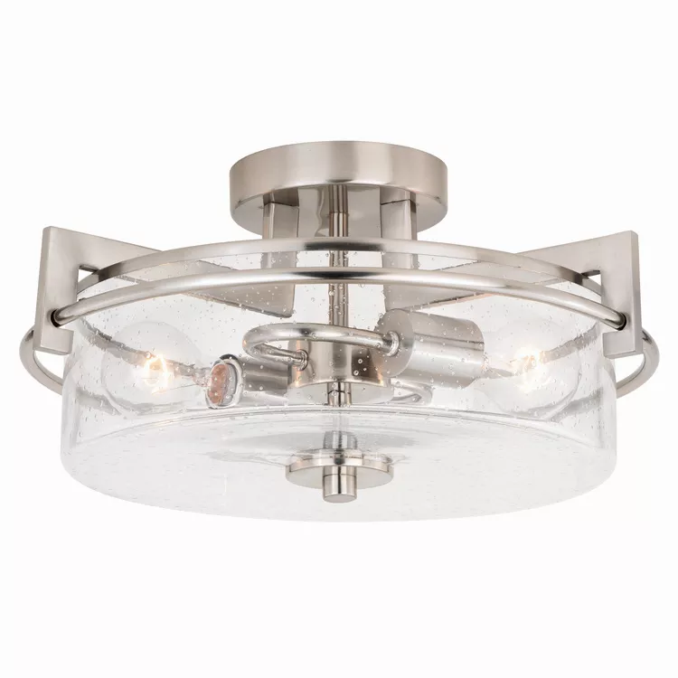 Vaxcel Addison 15-in Semi Flush Mount Satin Nickel