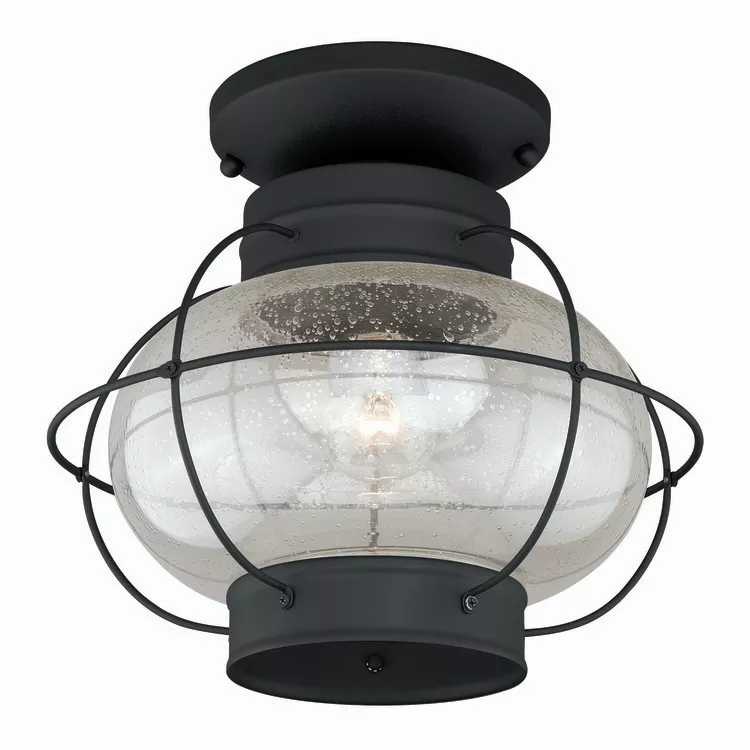 Vaxcel Coastal Outdoor Ceiling Light - Black Lantern with Glass