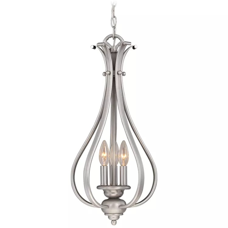 Vaxcel Monrovia 3 Light Brushed Nickel Teardrop Candle Pendant
