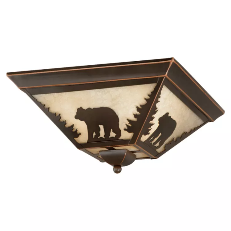 Vaxcel Rustic Bear Flush Mount Ceiling Light - Bronze Finish