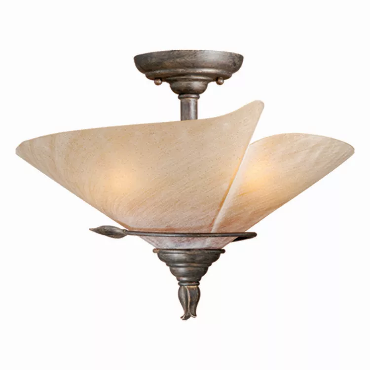 Vaxcel Rustic Bronze Semi Flush Ceiling Light Capri 15"