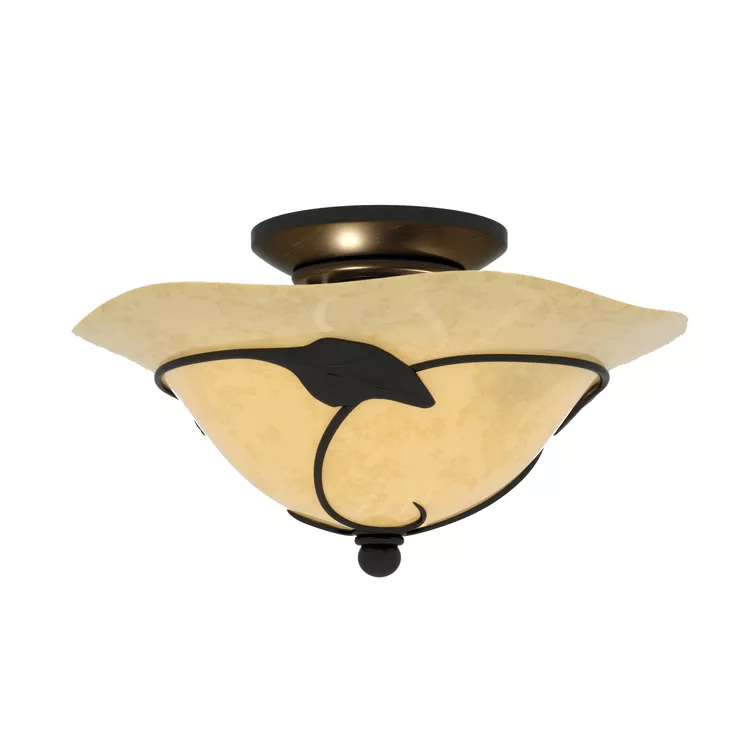 Vaxcel Rustic LED Ceiling Light - 2L Semi Flush Mount - Black Vine Design