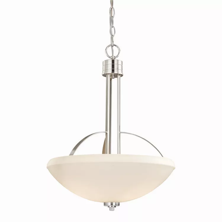 Vaxcel Satin Nickel Pendant Light - 3 Light Bowl Shade