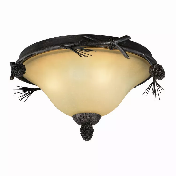 Vaxcel Sierra 15.5-in W Bronze Rustic Pinecone Flush Mount Ceiling Light Fixture