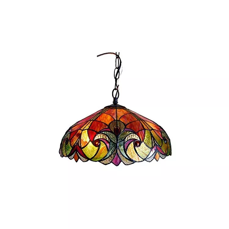 Victorian Stained Glass Ceiling Pendant Light 2x60W E26 - Chloe Lighting