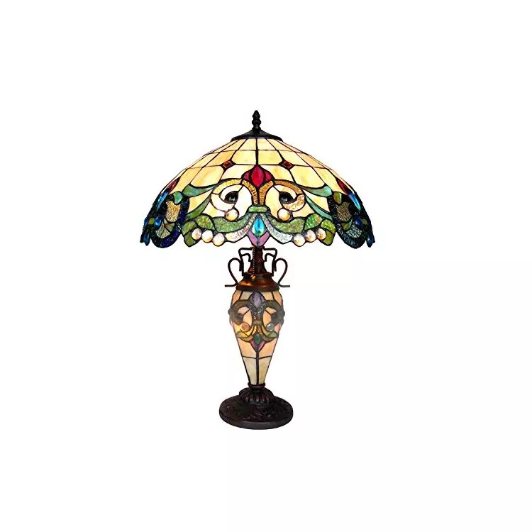 Victorian Style Double Lit Table Lamp 3 Light 18 Inch Shade - Chloe Lighting