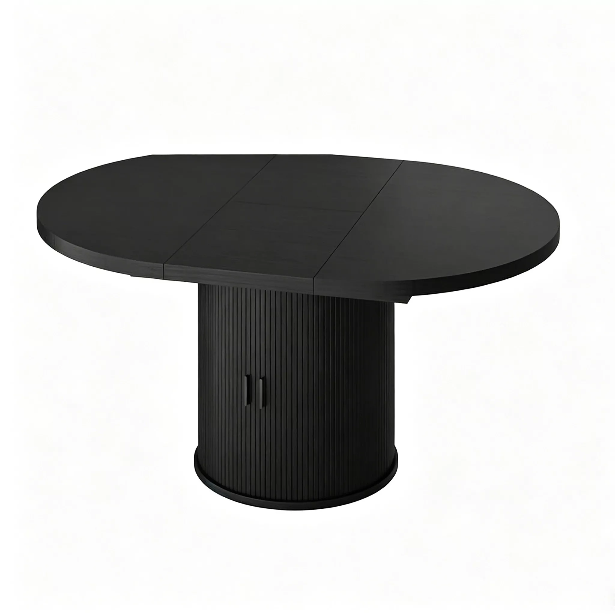 Vipbear 43" to 59" Extendable Round Dining Table, Solid Wood Top with Storage Cabinet, Kitchen