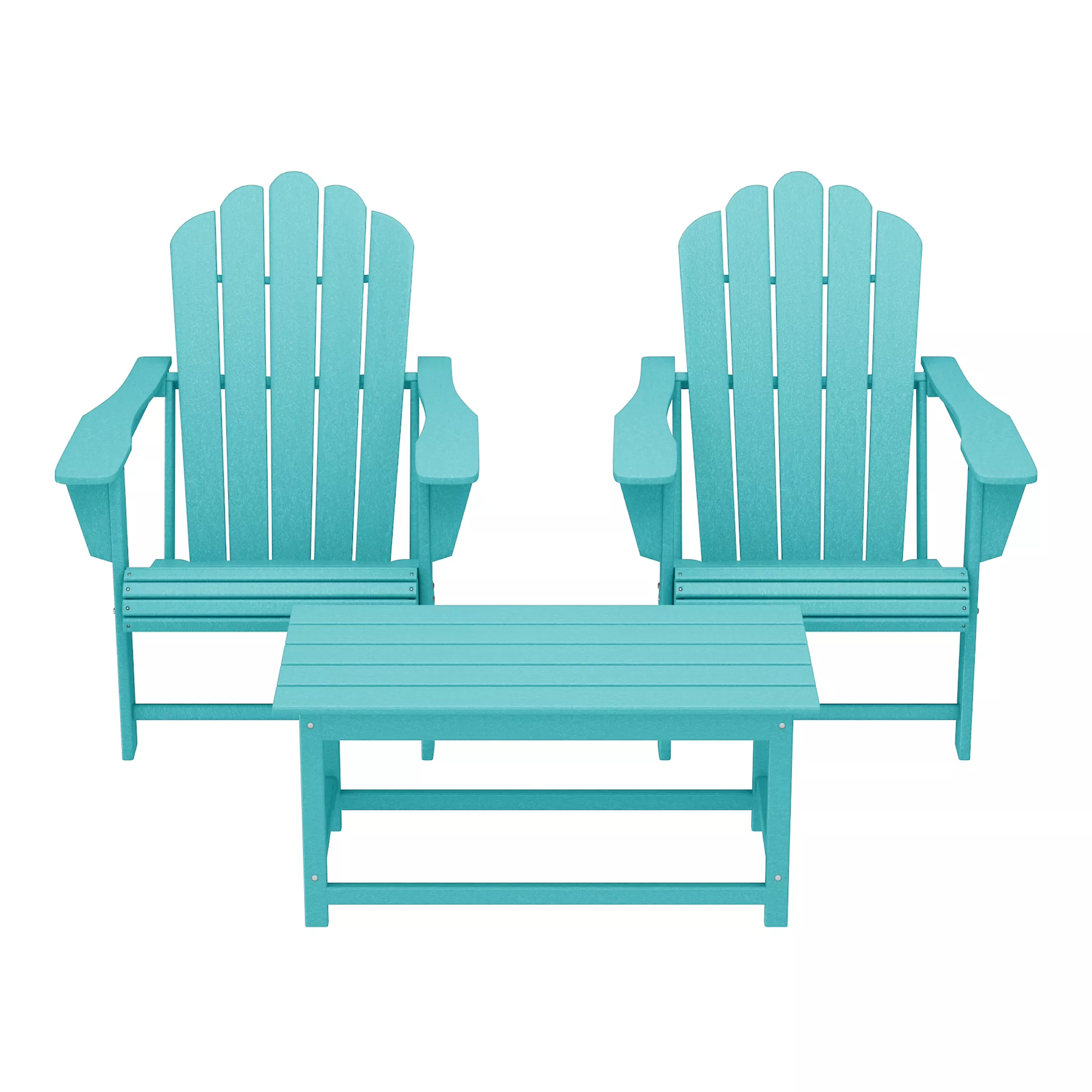 WestinTrends 3-Piece Adirondack Chairs with Cup Holders and Coffee Table Set
