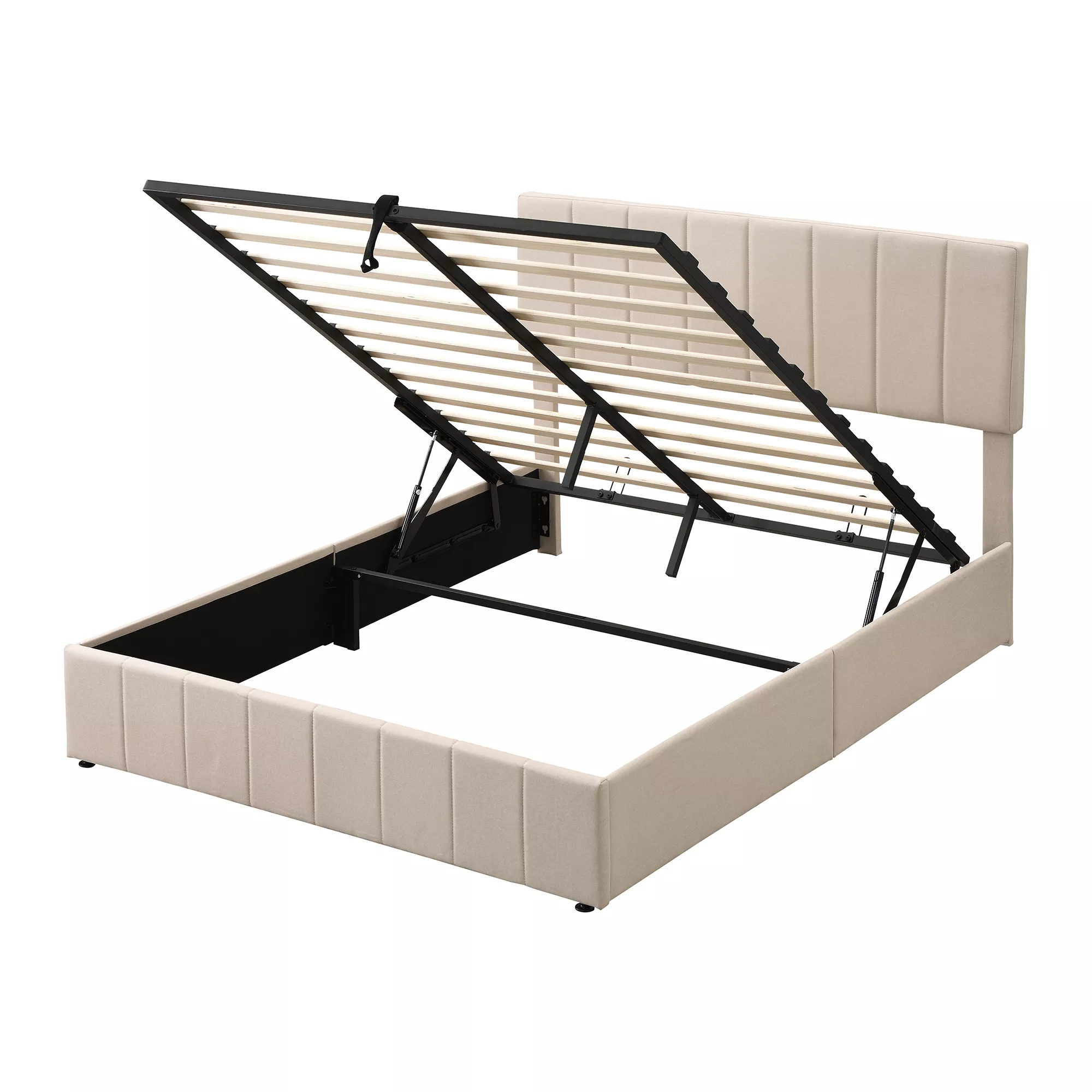 Whisen Modern Style Queen Size Upholstered Platform Bed with Hydraulic Storage System