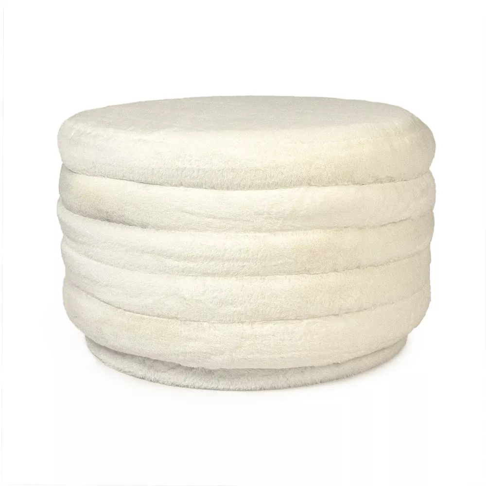 White Faux Fur Ottoman