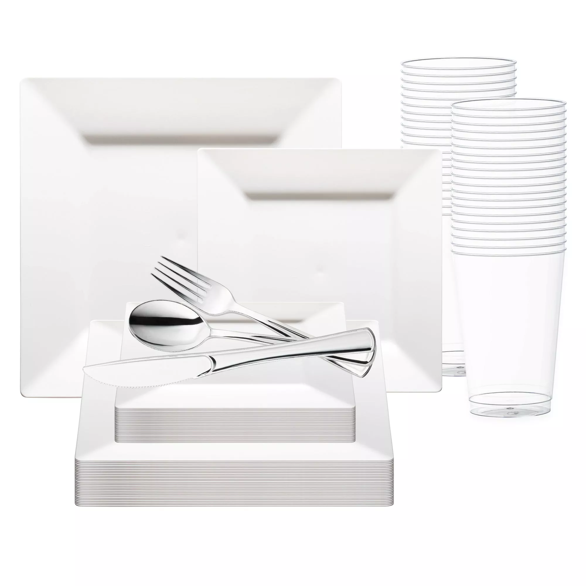 White Square Plastic Wedding Value Set (60 Sets)