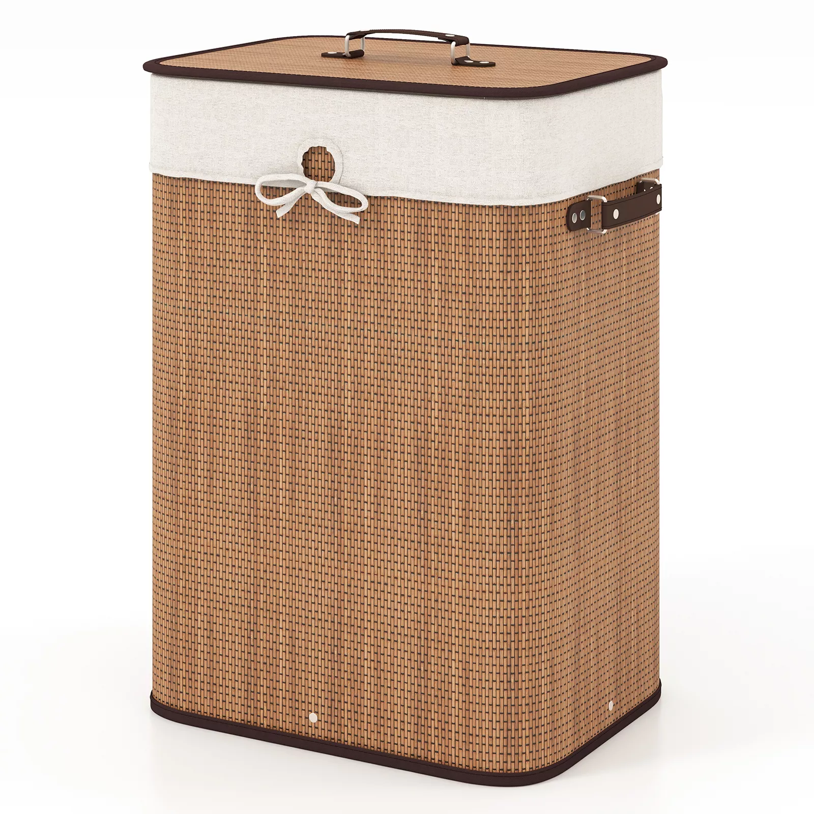 Wicker Laundry Hamper Rectangle with Handles and Lid.