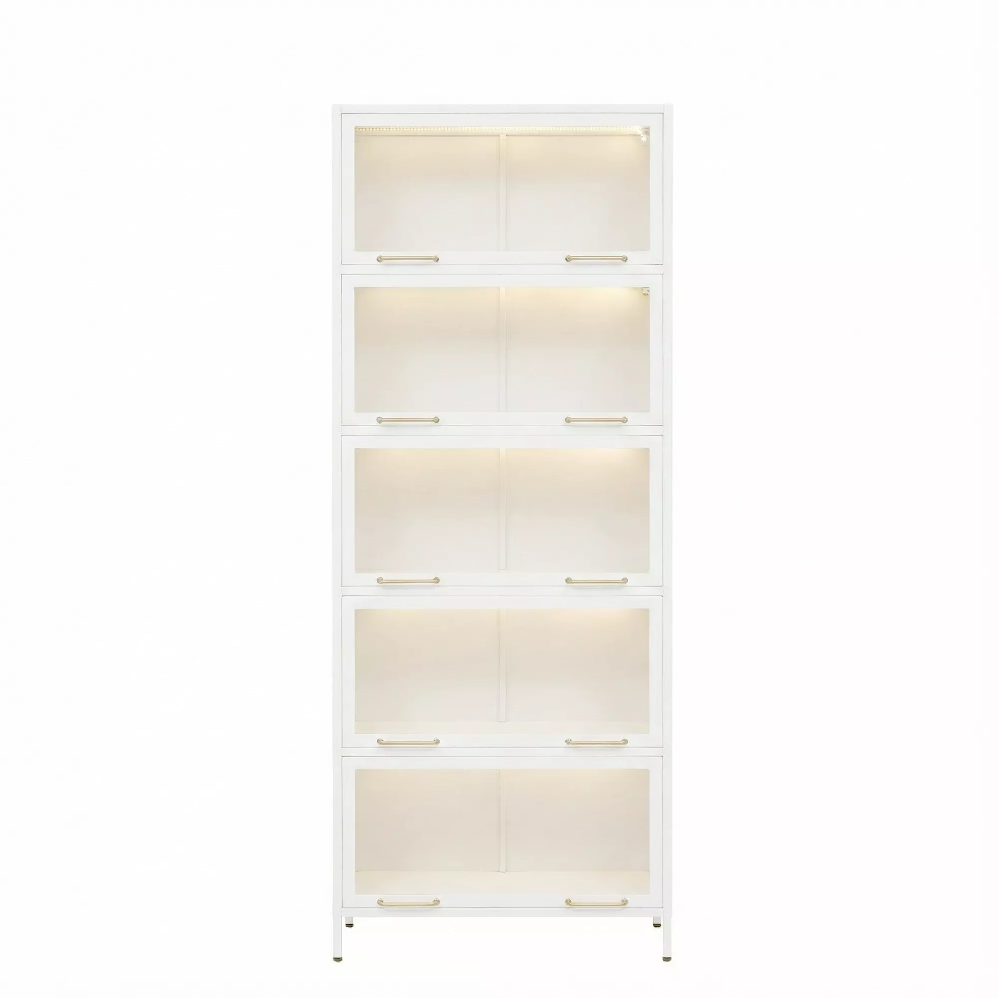 Wimnux Modern LED Lighted Metal Display Cabinet