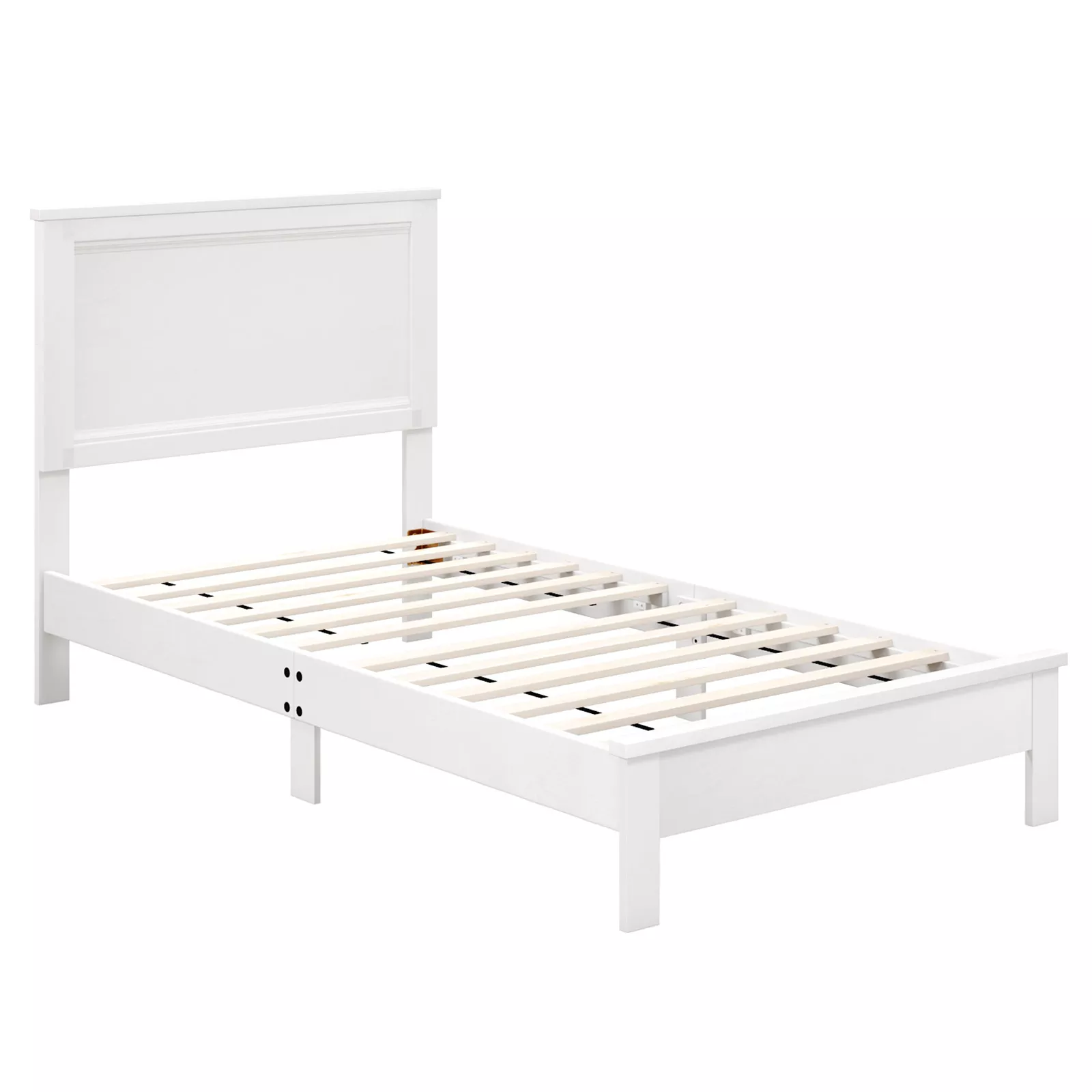 Wood Bed Frame with Headboard and Sturdy Slat Support for Mattress Stability