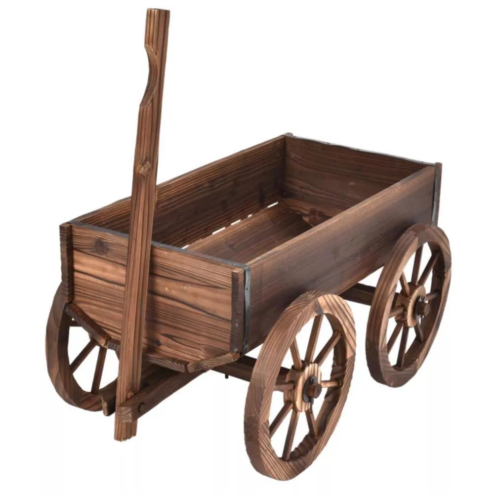 Wood Wagon Planter Pot Stand