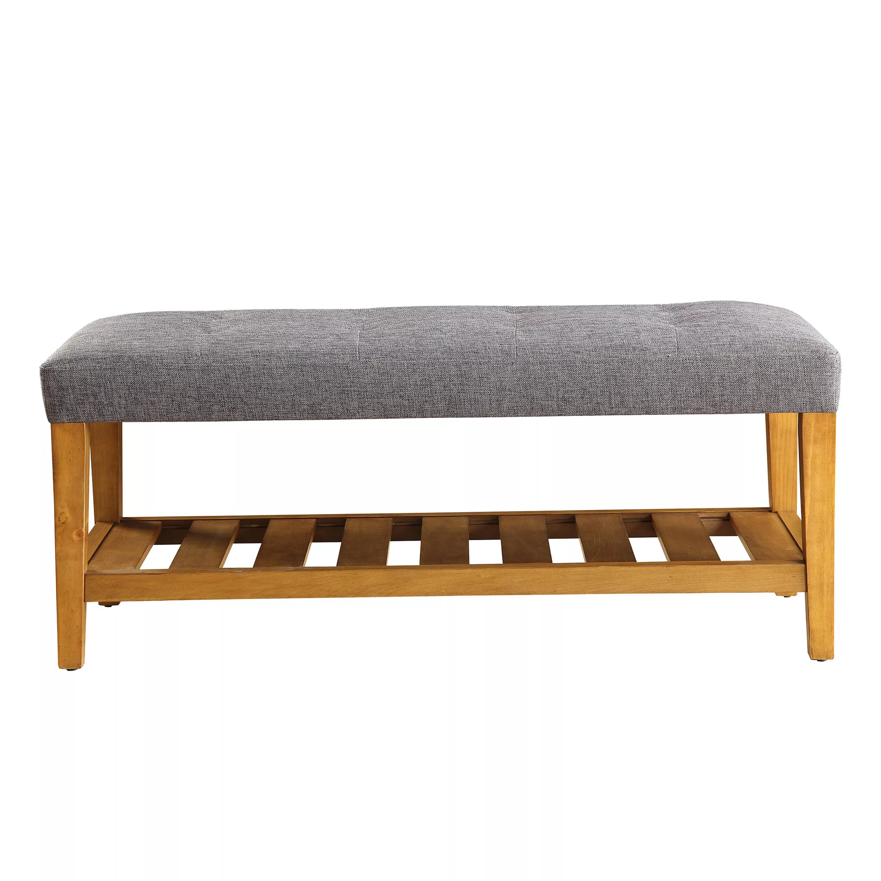 Wooden Bench, Gray & Oak - Benzara