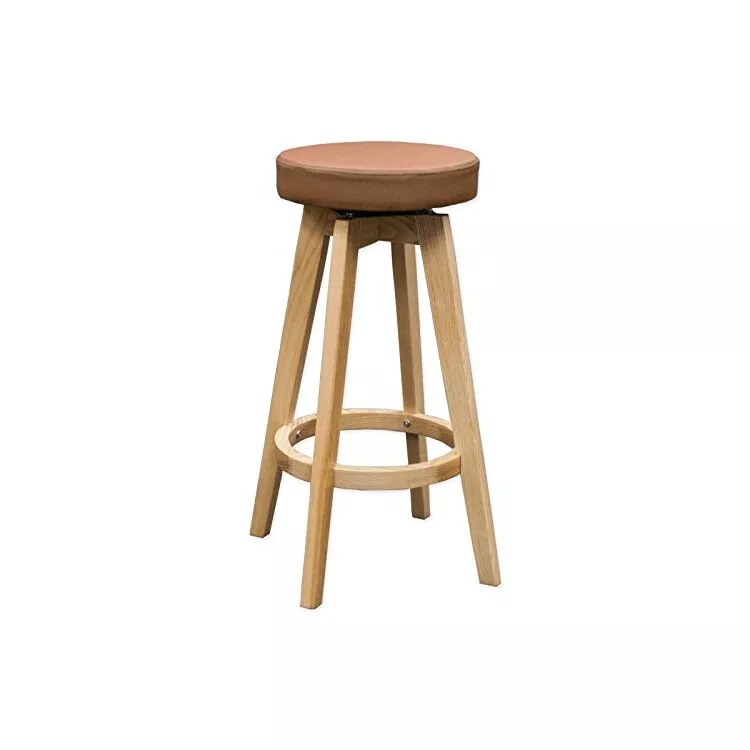 Wooden Counter Stool with Back and Cushioning, Brown Finish - Mod Made