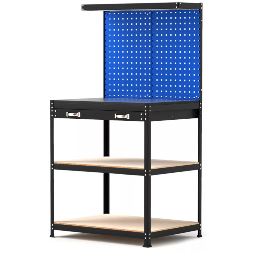 Workbench Work Table with 2 PCs Pegboard Drawer and Shelves