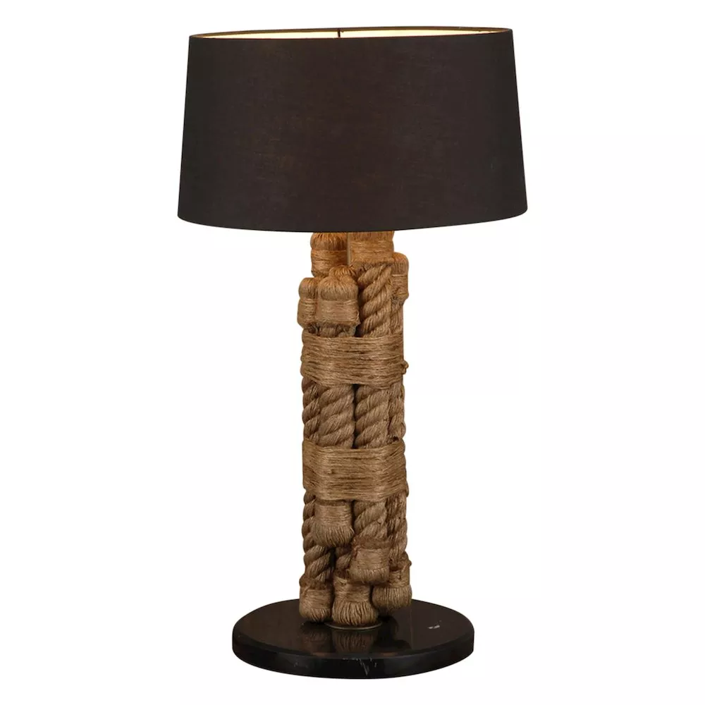 World Interiors Heritage Rope and Marble Table Lamp