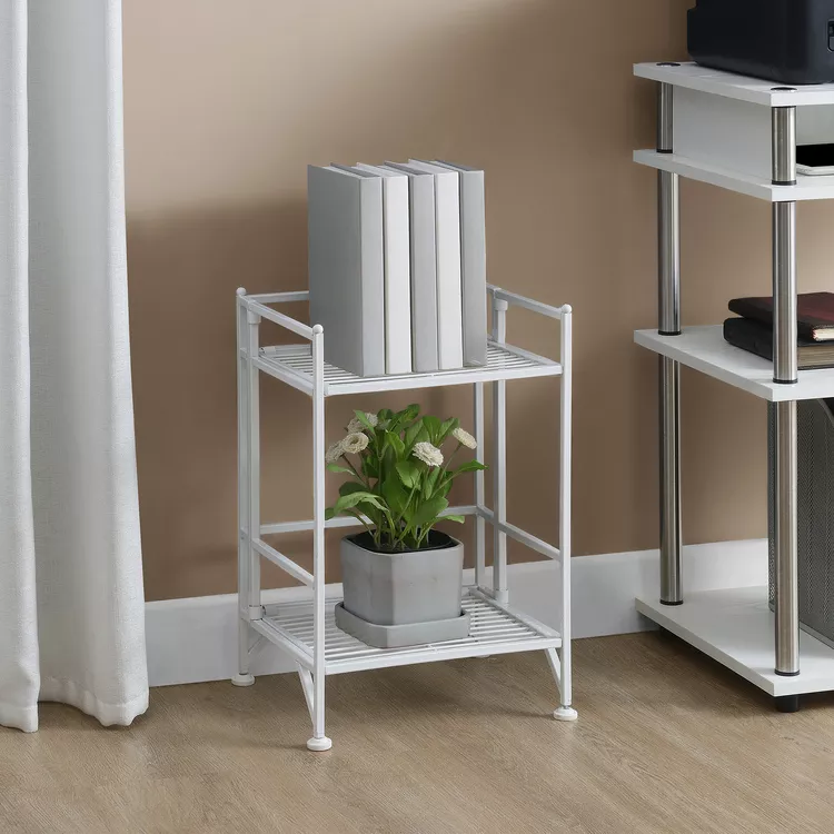 Xtra Storage 2 Tier Folding Metal Shelf
