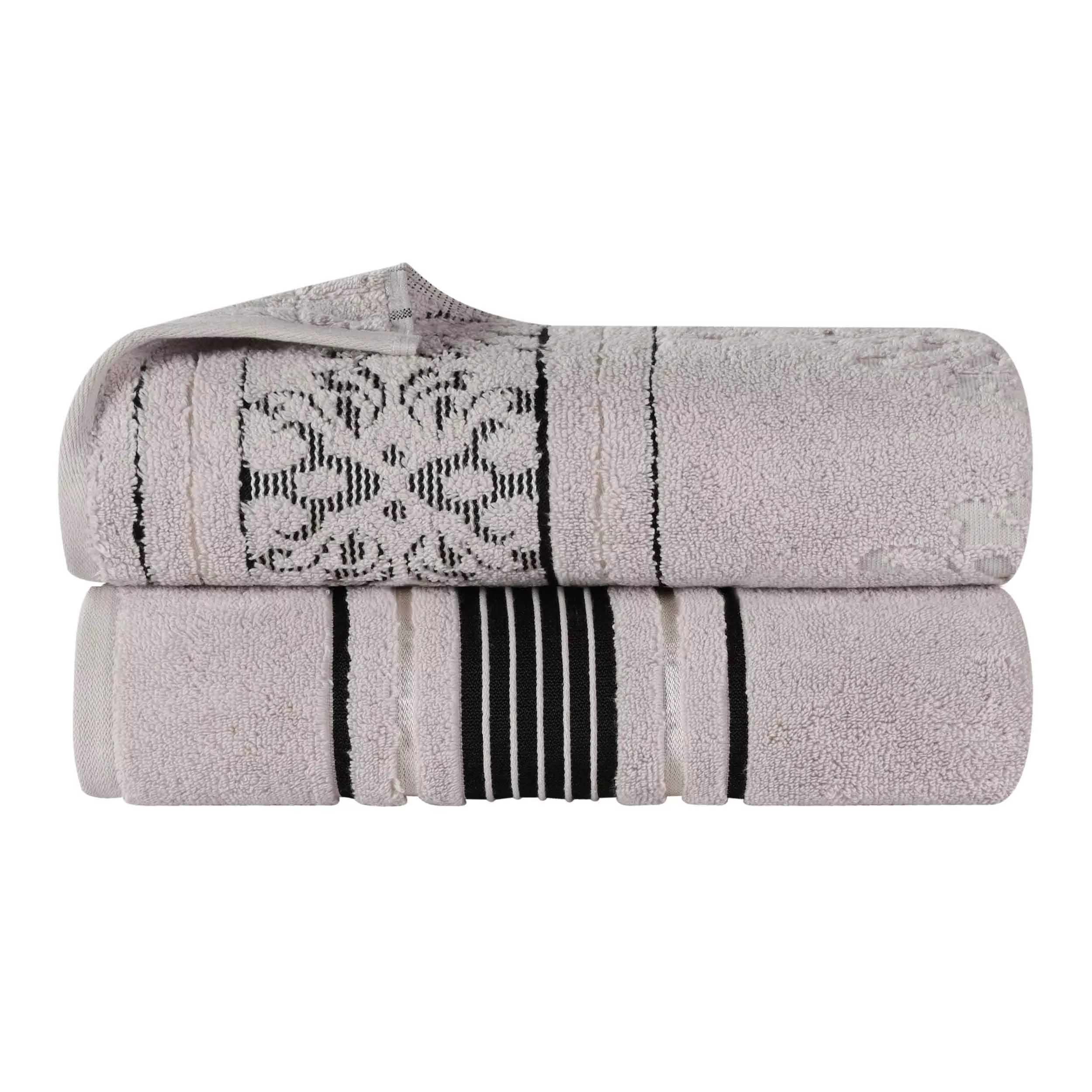 Zero Twist Cotton Bath Sheet Set with Floral Jacquard Design, Set of 2