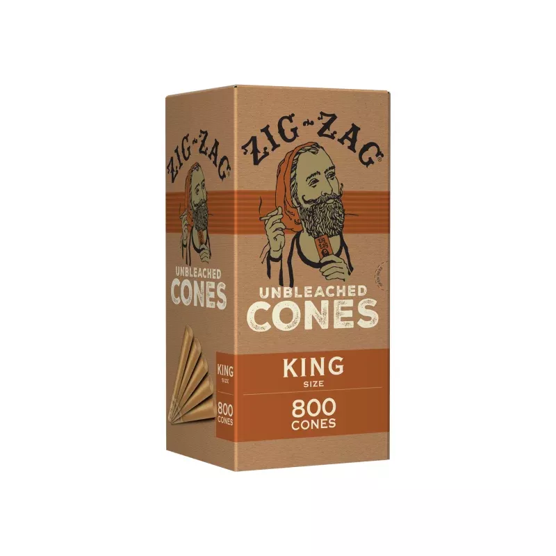 Zig-Zag Unbleached King Size Bulk Cones - (800 Cones Per Bulk Cones Box)